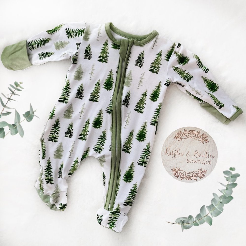 NEW! Infant Unisex Trees Bamboo Sleepers/Rompers |2 Way Zipper |Convertable